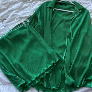 GREEN SKIRT SET